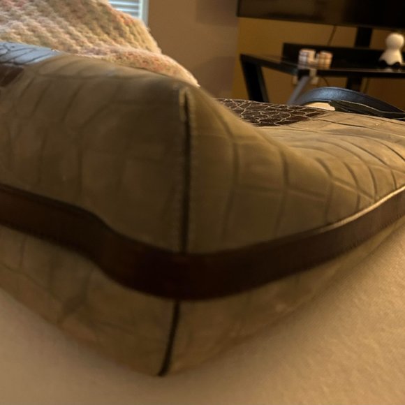 Brahmin Olive Green Suede and Brown Leather purse - Picture 3 of 5